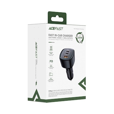 Acefast Fast In Car Charger High Power USB-C 2 Ports, USB-A,200 Watts