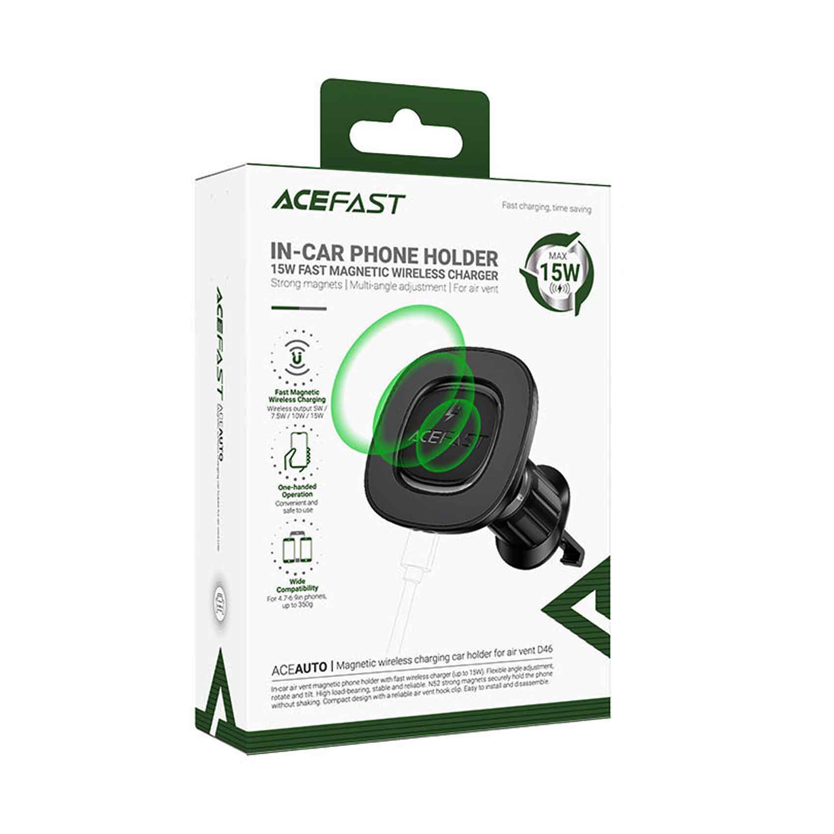 Acefast In-Car Phone Holder Fast Magnetic Wireless Charger 15 Watts