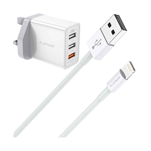 Platinum Wall Charger Glory Series + Platinum USB-A - Lightning Cable 1.2m P-COMGLTWH White