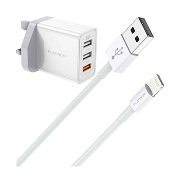 Platinum Wall Charger Glory Series + Platinum USB-A - Lightning Cable 1.2m P-COMGLTWH White