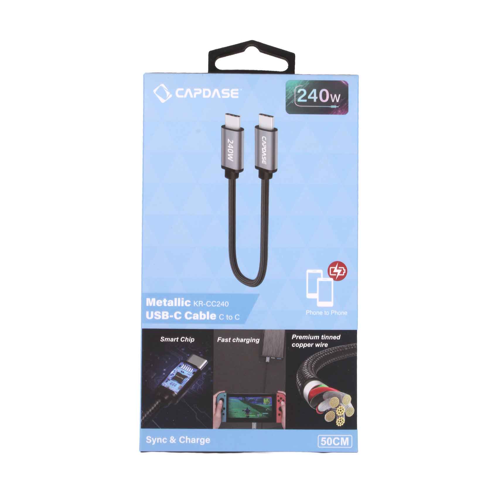 Capdase HC00-70G1 Metallic 50cm USB-C To USB-C 240w Quick Charge Cable