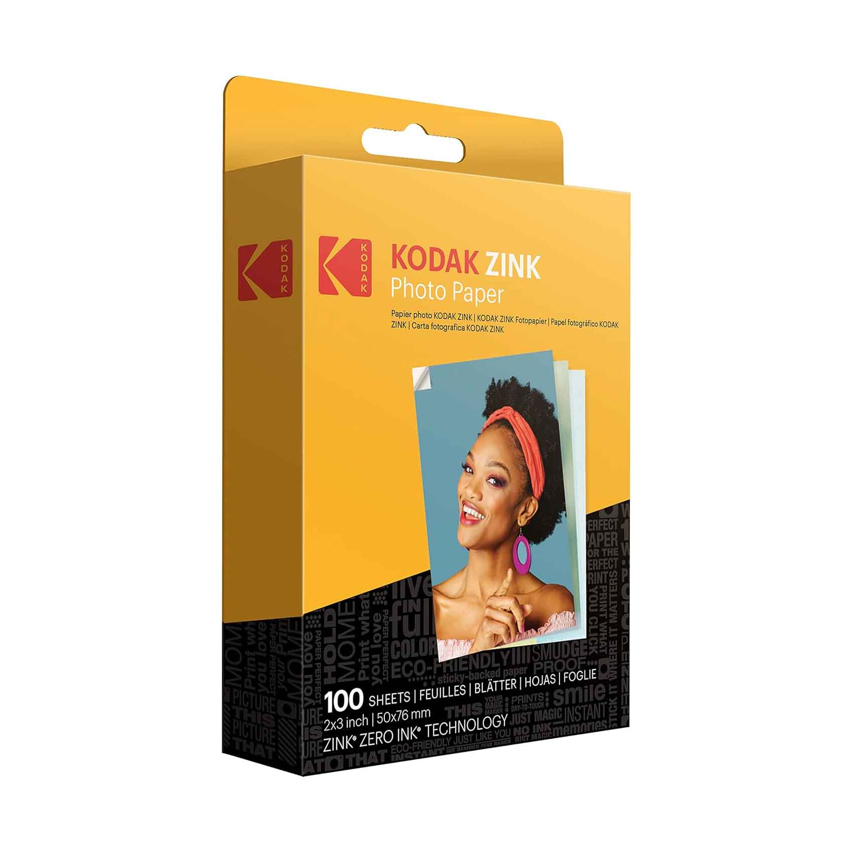Kodak Photo Paper 2x3 Premium Sticky-Backed ZINK 100sheet Compatible With Kodak Step, Step Slim, Printomatic, Printomatic+, Smile+, Step Touch