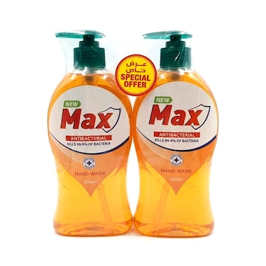 Max Liquid Hand Wash Antibacterial 450mlx2 Pieces