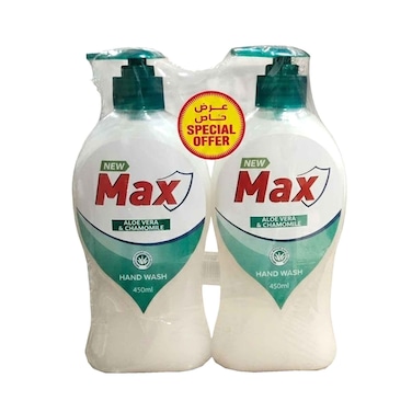 Max Liquid Hand Wash With Aloevera &amp; Chamomile 450mlx2 Pieces