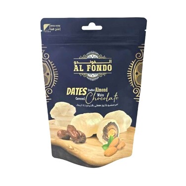 Al Fondo Dates Stuffed With Almonds &amp; Covered With White Chocolate 200g