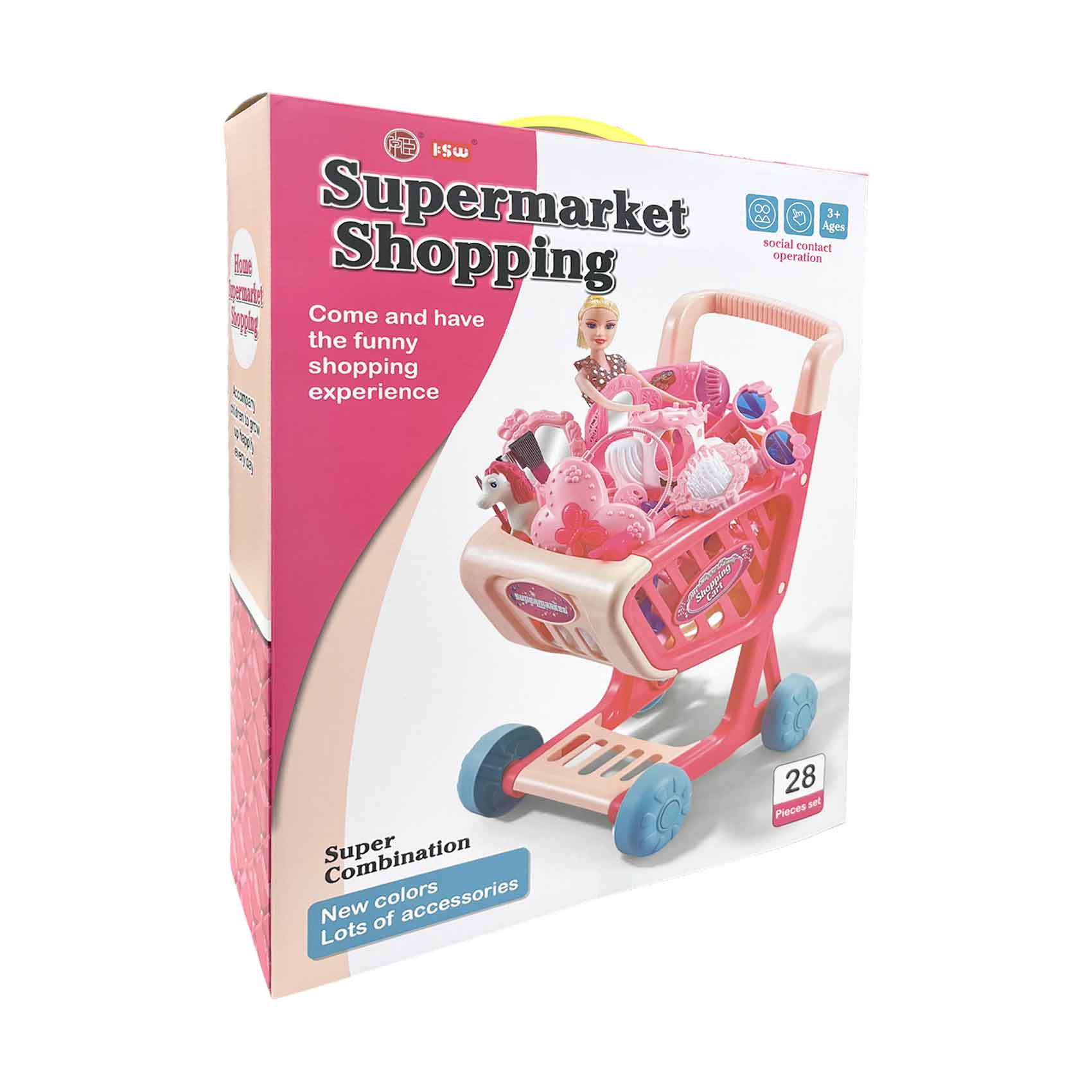 Supermarket Shopping Cart Playset 28 Pieces