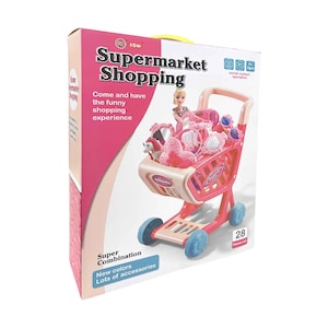 Supermarket Shopping Cart Playset 28 Pieces