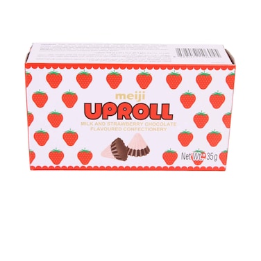 Meiji Uproll Milk And Strawberry Chocolate Flavoured Confectionery 35g