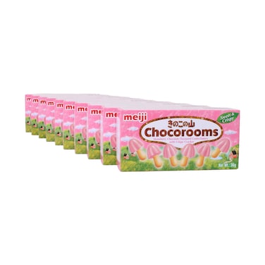 Meiji Chocorooms Strawberry Chocolate Flavoured With Crispy Cracker 35gx10 Pieces
