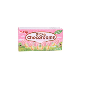 Meiji Chocorooms Strawberry Chocolate Flavoured Confectionery With Crispy Cracker 36g