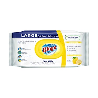مناديل بينجو المبللة متعددة الأغراض لتنظيف الأسطح برائحة الليمون، 96 قطعة