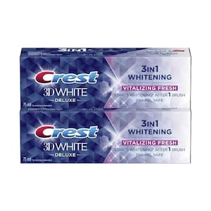 Crest Toothpaste 3d White Deluxe 3 In 1 Whitening Revitalizing Fresh 75mlx2 Pieces
