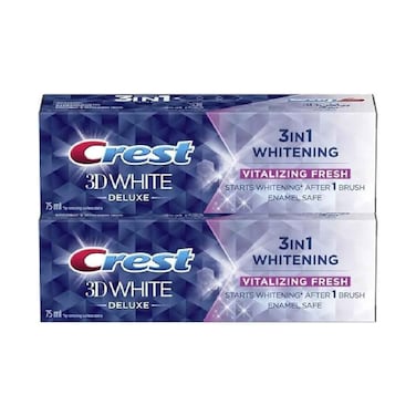Crest Toothpaste 3d White Deluxe 3 In 1 Whitening Revitalizing Fresh 75mlx2 Pieces