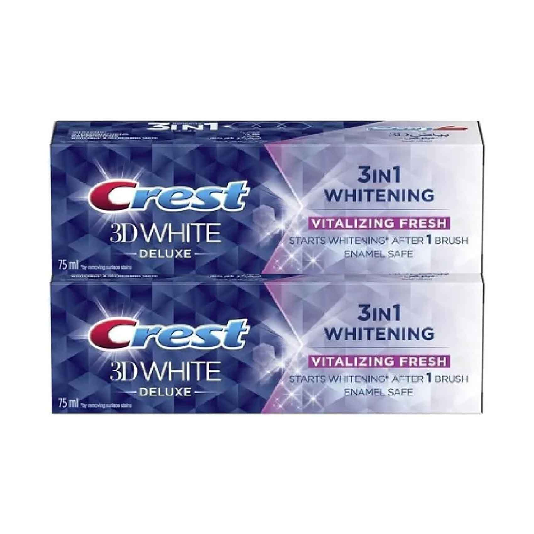 Crest Toothpaste 3d White Deluxe 3 In 1 Whitening Revitalizing Fresh 75mlx2 Pieces