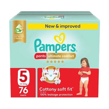 بامبرز ألتيميت كومفورت، مقاس 5، 12-18 كجم، 76 حفاضة، توفير كبير