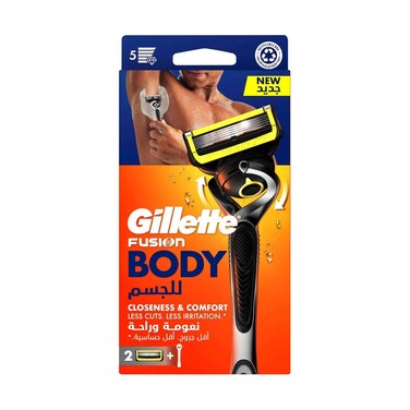 Gillette Fusion Body Razor Handle With Cartridges