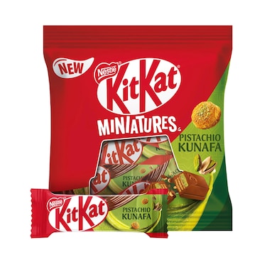 Nestle KitKat Miniatures Wafer Bar, Milk Chocolate Filled With Pistachio, Kunafa &amp; Crunchy Biscuits 96.3g