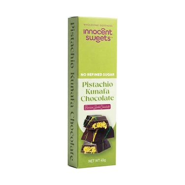 Innocent Sweets Pistachio Kunafa Dark Chocolate Bar 45g