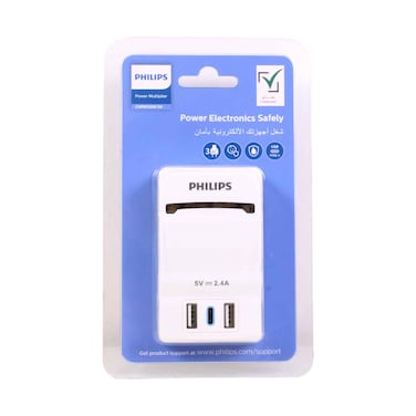 Philips 3 Way Travel Adaptor With USB Port CHP8035W/56