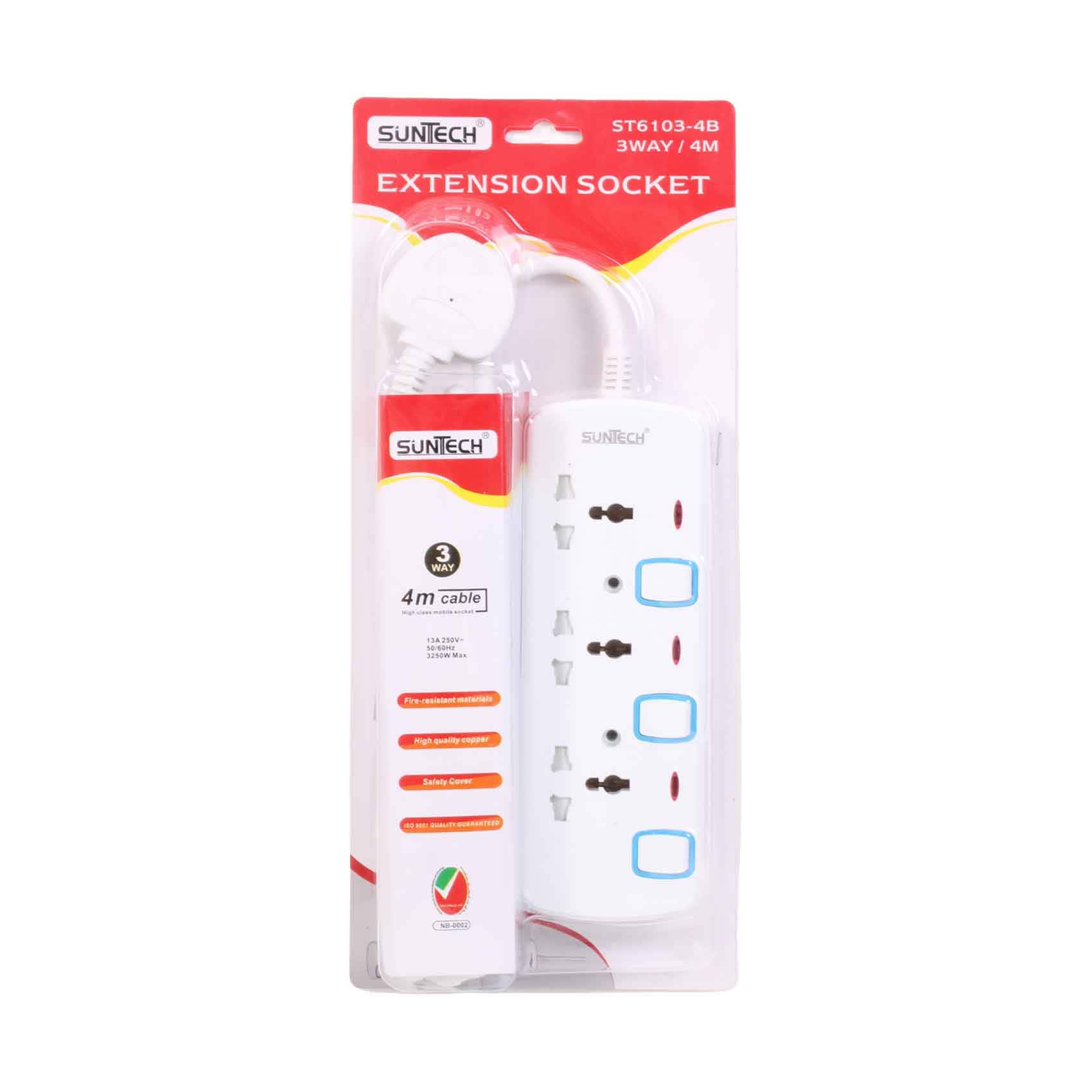 Suntech Extension Socket 3 Way 4 Meter Cable ST6103-4B