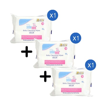 مناديل سيباميد لتنظيف بشرة الأطفال فائقة النعومة، 25 منديل + قطعتان