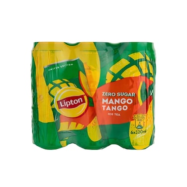 شاي ليبتون المثلج بنكهة مانجو تانجو بدون سكر، 320 مل × 6 قطع