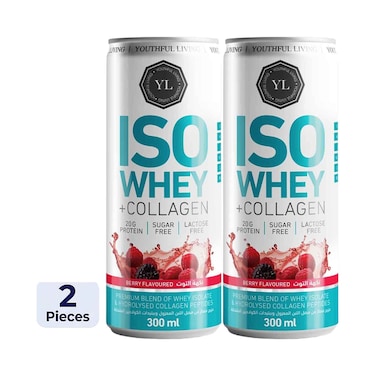 Youthful Living ISO Whey Collagen Berry Flavoured Drink 300ml x2 Pieces