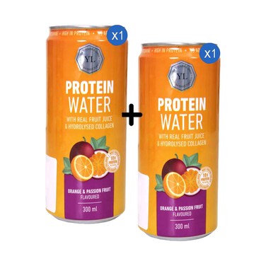 Youthful Living Protein Water With Real Fruit Juice &amp; Hydrolysed Collagen, Orange &amp; Passion Fruit Flavoured Drinks 300ml + 1 Piece
