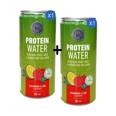 Youthful Living Protein Water With Real Fruit Juice &amp; Hydrolysed Collagen, Strawberry &amp; Lime Flavoured Drinks 300ml + 1 Piece