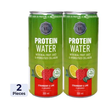 Youthful Living Protein Water With Real Fruit Juice &amp; Hydrolysed Collagen, Strawberry &amp; Lime Flavoured Drinks 300ml x2 Pieces