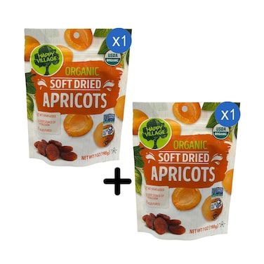 Happy Village Organic Soft Dried Apricots 198g + 1 Piece