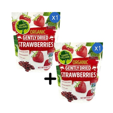 Happy Village Organic Gently Dried Strawberries 142g + 1 Piece