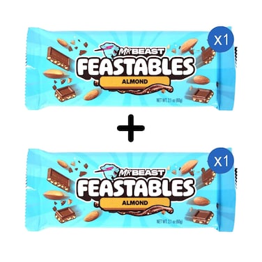 Mr Beast Feastables Almond Chocolate Bar 60g + 1 Piece
