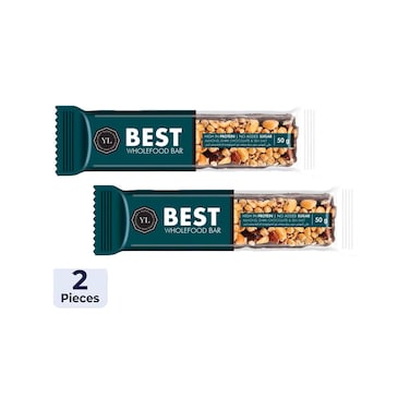 Yl Best Wholefood Bar With Almond, Dark Chocolate &amp; Sea Salt 50g x2 Pieces