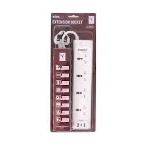 Elexon 4 Way 2 USB 1 Type C Extension Socket 2m