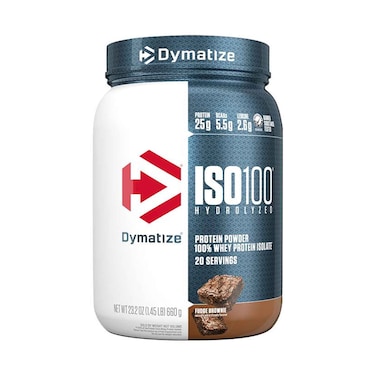 Dymatize ISO100 Hydrolyzed Whey Protein Powder With Fudge Brownie Flavour 660g