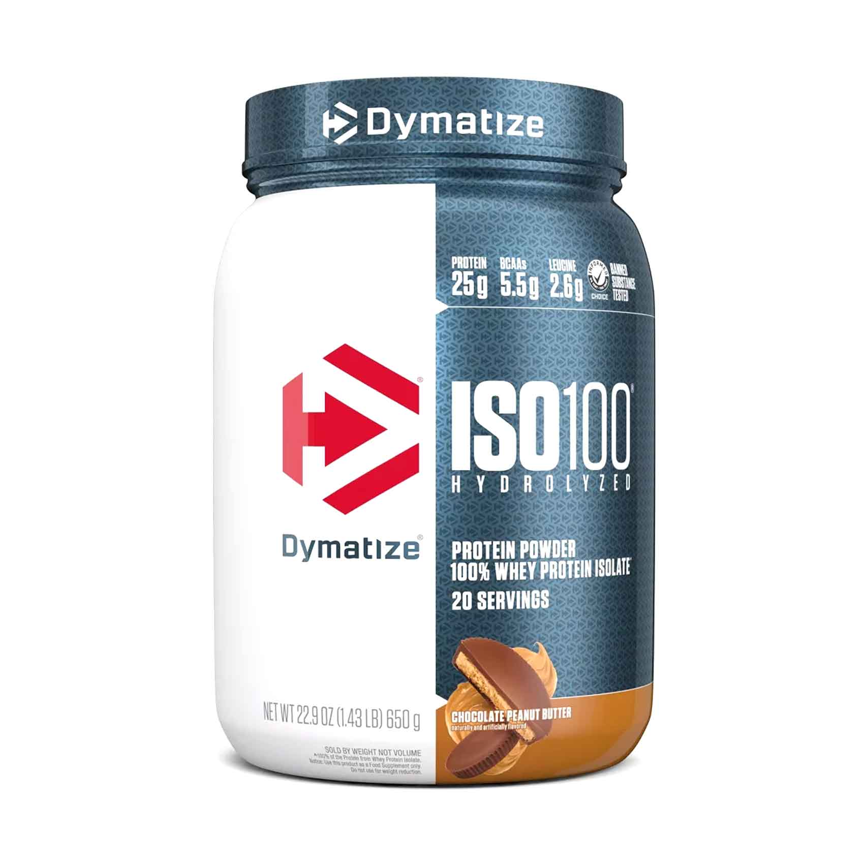 Dymatize ISO100 Hydrolyzed Whey Protein Powder With Chocolate Peanut Butter Flavour 650g
