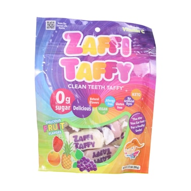 Zaffi Taffy Sugar-Free Fruit Flavoured Candy 85g (Keto, Vegan, Gluten Free)