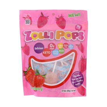 Zolli Pops Strawberry Sugar-Free Clean Teeth Lollipops 87g