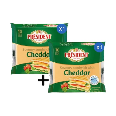 President Sandwich with Cheddar Slice Cheese 200g + 1 Piece