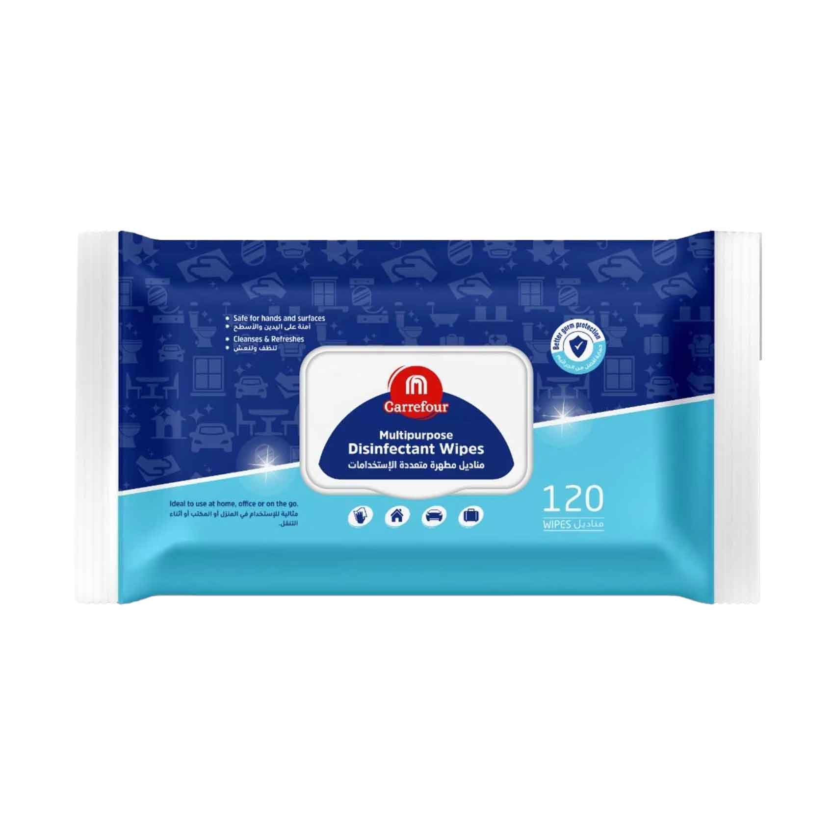 Maf Carrefour Multipurpose Disinfectant Wipes 120 Pieces