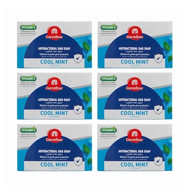 Maf Carrefour Antibacterial Soap Bar Vitamin "E" Cool Mint 150gx6 Pieces