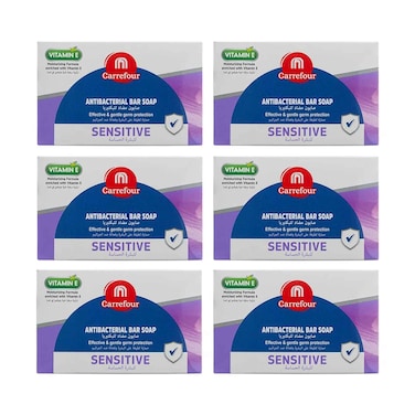 Maf Carrefour Sensitive Antibacterial Soap Bar Vitamin "E" 150gx6 Pieces
