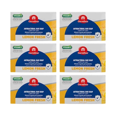 Maf Carrefour Antibacterial Soap Bar Vitamin "E" Lemon Fresh 150gx6 Pieces