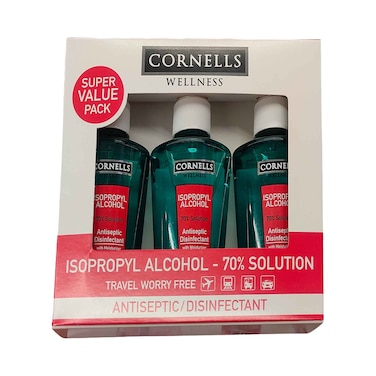مجموعة كورنيلز ويلنس الاقتصادية للغاية، محلول كحول أيزوبروبيل 70% مطهر ومعقم، 75 مل × 3 قطع