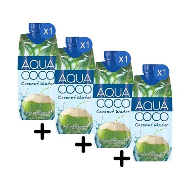 ماء جوز الهند الطبيعي أكوا كوكو 330 مل + 3 قطع