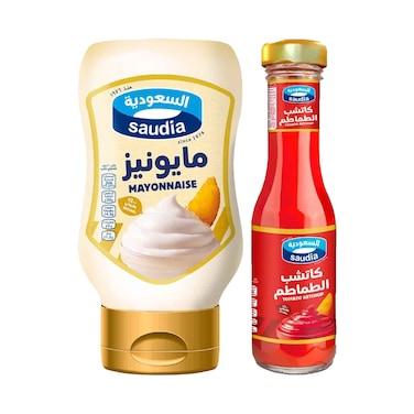 مايونيز سعوديا 430 غرام وزجاجة كاتشب طماطم سعوديا 340 غرام