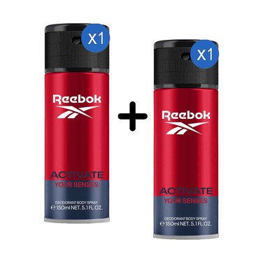 Reebok Deodorant Body Spray For Men, Activate Your Senses 150ml + 1 Piece