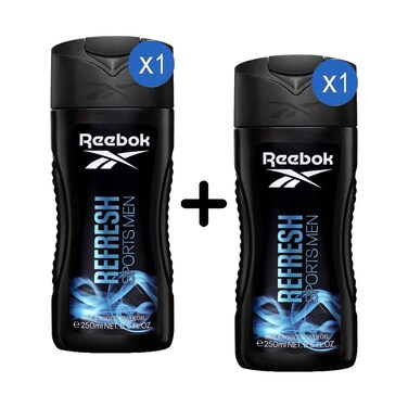 Reebok Hair &amp; Body Shower Gel Refresh Sports Men 250ml + 1 Piece