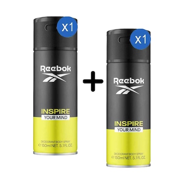 Reebok Deodorant Body Spray For Men, Inspire Your Mind 150ml + 1 Piece